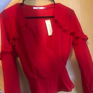 Long sleeves wrap blouse